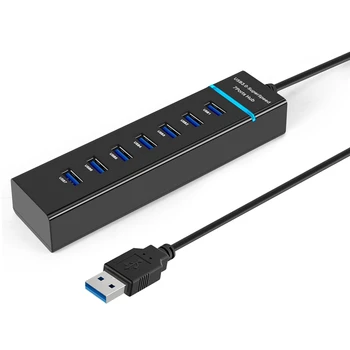 USB Hub 7 Porturi USB 3.0 Hub LED Portabil de Mare Viteză, Compatibil Pentru Aer, Mac Mini/Pro, Surface Pro, PC Și Laptop