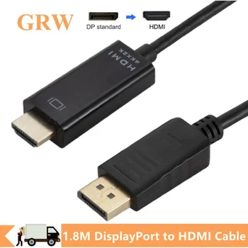 GRWIBEOU 4K x 2K DP la HDMI Audio Video, Cablu DisplayPort la HDMI bărbat Bărbat Adaptor pentru Calculator Laptop la TV, Proiector, Monitor