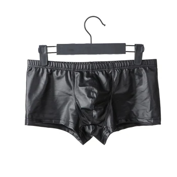 1 buc Moda Bărbați Faux din Piele Lenjerie intima Boxeri pantaloni Scurți Culoare Solidă Sexy Umflatura Husă Boxeri Trunks Chilotii