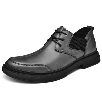 Patru sezoane noi de moda casual piele de vacă pantofi de piele neagră 2023 oameni cu cap rotund de afaceri pantofi rochie