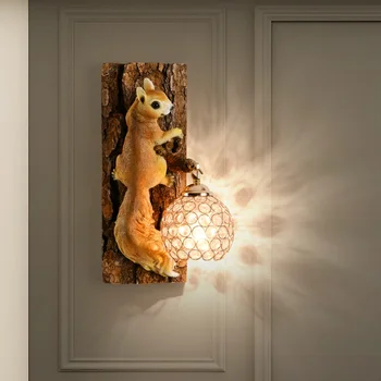 Veveriță Lampă de Perete Creative pentru Copii Lumina Băieți și Fete Camera de zi Dormitor Lampă de Noptieră Decor Studiu American Animale