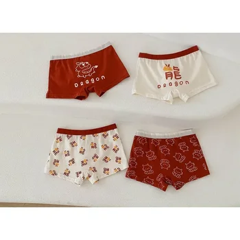 N136 Simplu Nou pentru Copii Lenjerie de corp Red Baby Cotton Boxer Lenjerie Moale, Respirabil și Nu Înfundat Sudoare