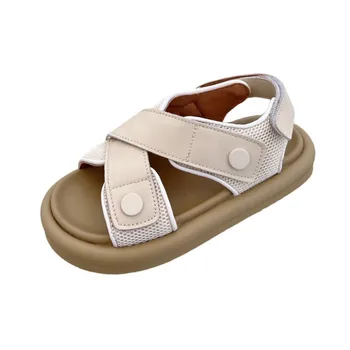 DIMI 2023 Vară pentru Copii Pantofi Moale, Confortabil pentru Copii Sandale Brand de Moda Non-Alunecare de Băieți și Fete de Plajă, Sandale Bej Negru