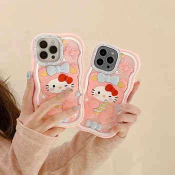 Drăguț Sanrio Hello Kitty Bomboane Silicon Roz Telefon Caz Pentru iPhone 14 Plus 13 12 11 Pro Max aparat de Fotografiat de Protecție a Acoperi Funda