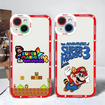 Super Marios Bros Caz de Telefon Transparent Pentru Iphone 13 Pro Max 12 Mini 14 11 Moale TPU Angel Eye Capace Spate