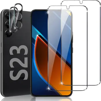 [2+2]Amprente Deblocare Sticlă Călită Film Scut Protector de Ecran pentru Samsung Galaxy S23 5G/S23 Plus +Lentilă aparat de Fotografiat Protector