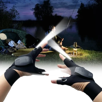 Pescuit de noapte, Mănuși cu Lanterna LED-uri pentru Mâna Stângă în aer liber, Instrumente de Salvare Ciclism Mănuși de Degete Utilizare Baterie AAA