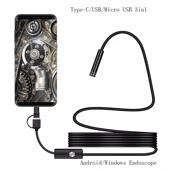 5.5 MM Lentilă 1M 5M Cablu Endoscop de Tip C USB PC Android Endoscop Camera 3in1 Puncte de Inspecție aparat de Fotografiat Ia Fotografii de Lumină Led-uri