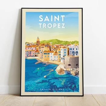 Saint Tropez, Franța Călătorie Panza Pictura Alpes Maritimes Riviera Mării Vizualiza Poze Imprimare Și Poster Pentru Camera De Decorare Cadouri