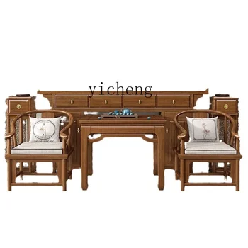 XL Nou Chinezesc din Lemn Masiv Altar Altar de Modă Veche Pătrat de Masă pentru Opt Persoane Mijlocul Sala de Șase-Bucata Set Dumnezeu a Bogăției Birou
