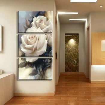 Modular Panza HD Imagini Imprimate Arta de Perete Cadru 3 Bucăți de Lux a Crescut de Flori Tablouri Pentru Living Decor Acasă Poster