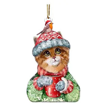 Ornament De Crăciun Acrilice Plat Pisica Veveriță Charm Pandantiv Reutilizabile Crăciun Crafting Accesorii Pentru Craciun