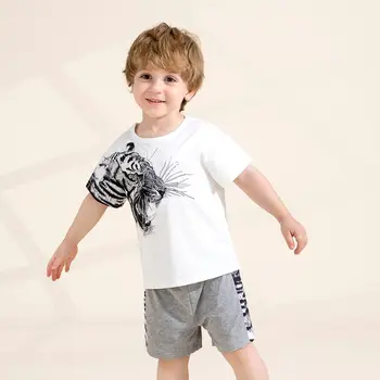De vară pentru Copii Boys2Pcs Stabilit la Modă pentru Băieți Tipărite fără Mâneci T-shirt, pantaloni Scurți, pentru Băieți Set