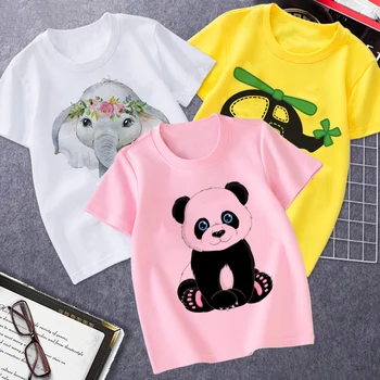 2021 Crăciun Băieți Fete Maneci Scurte T-Shirt pentru Copii Tricou Pink Panda Tricou Fetita Topuri Copii Teuri Fete Topuri Casual