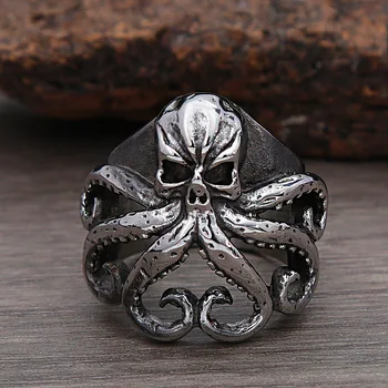 Nordic Pirat Caracatiță Goth Craniu Inel Din Oțel Inoxidabil Cthulhu Ring Pentru Bărbați Motociclist Punk Moda Bijuterii Cadou En-Gros